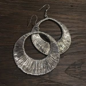 Silver tone wire wrapped earrings